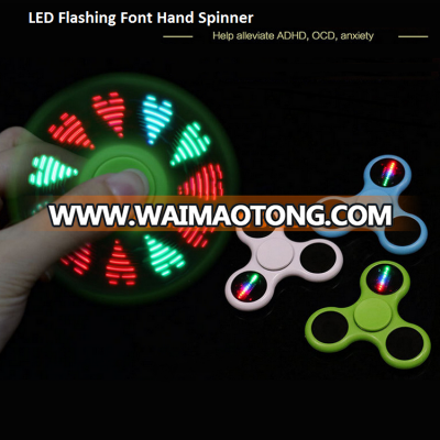 CE Approve Newest designed LED Flashing Font Hand Spinner Logo Custom Flashing Message Led Hand Spinners